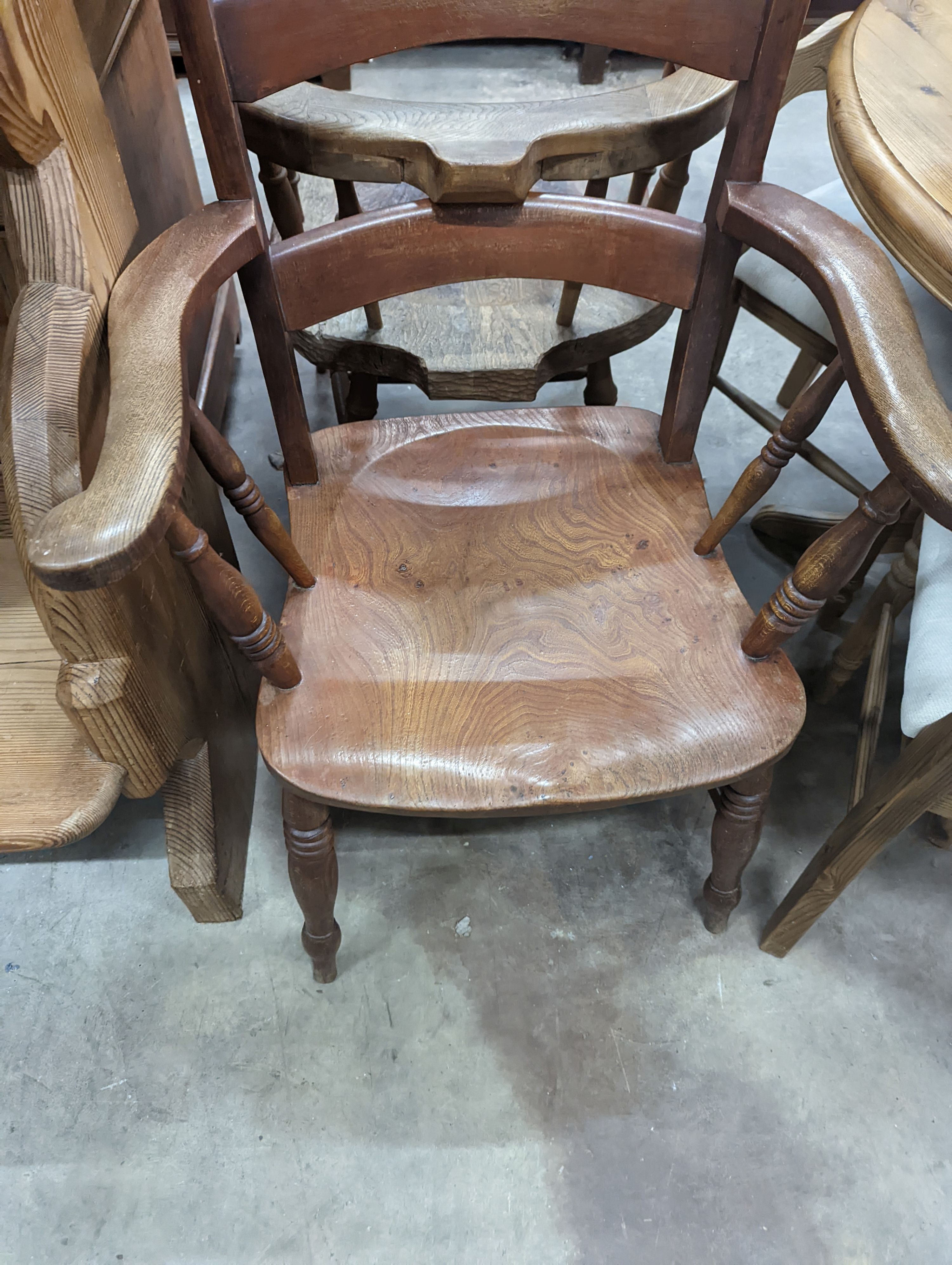 A Victorian elm and beech Windsor armchair, width 64cm, depth 50cm, height 112cm